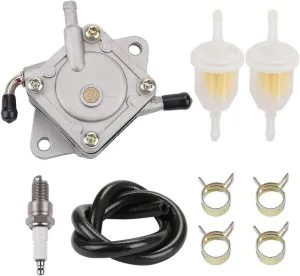1014523 Fuel Pump with Fuel Filter Fuel Line Spark Plug Tune up Kit Fit for Club Car Gas Golf Cart DS & Precedent (1984-up) 290FE 350FE Kawasaki Engines Replace# 1014524, 1013684, 1014522