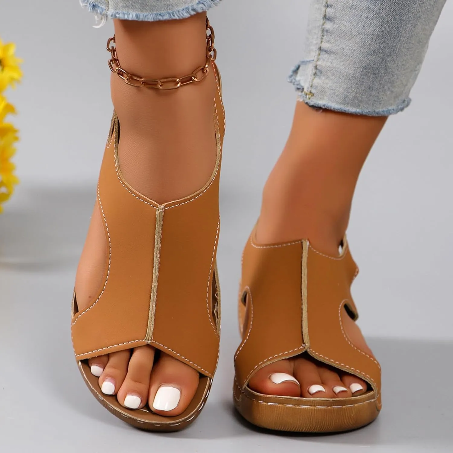 2025 Orthopedic Sandals for Women Comfortable Breathable Dressy Party Dance Casual Slippers with Arch Support Summer Fashion Outdoor Slip-On Walking Footwear with Elastic Ankle Strap