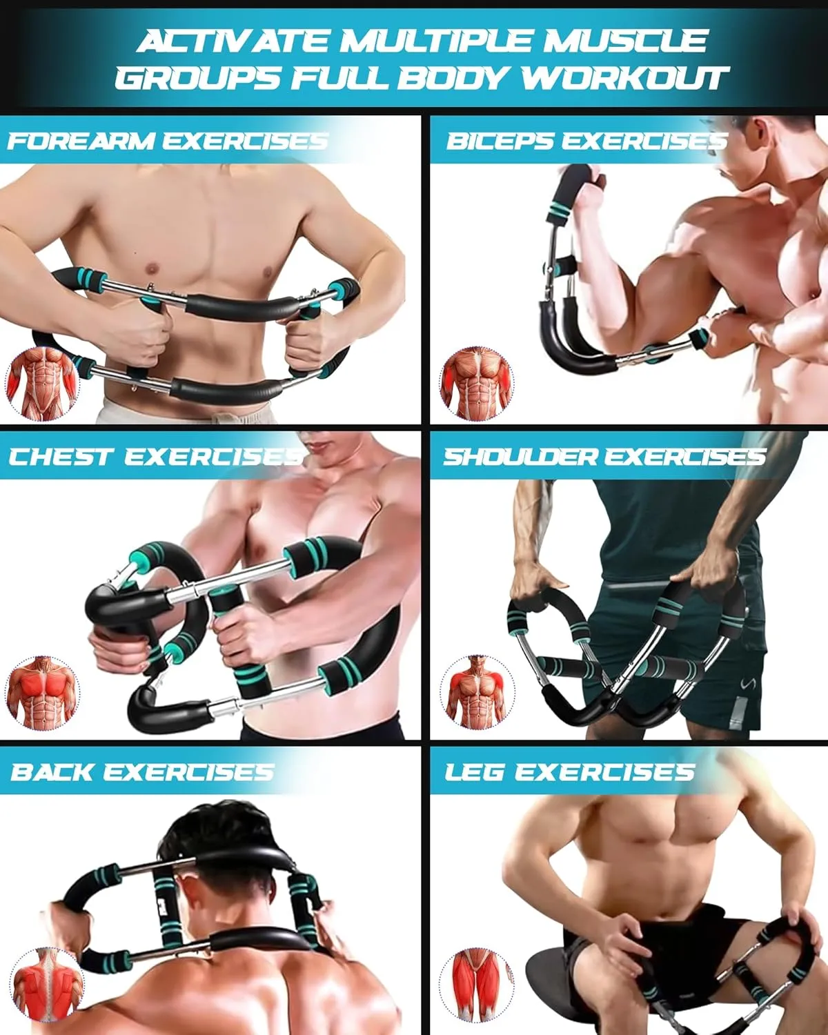2025 Pro Saker Twister Arm Trainer, 40-100lb Adjustable Power Twister Bar, Chest Shoulder Arm Workout Equipment, Portable Detachable Upper Body Fitness Machine