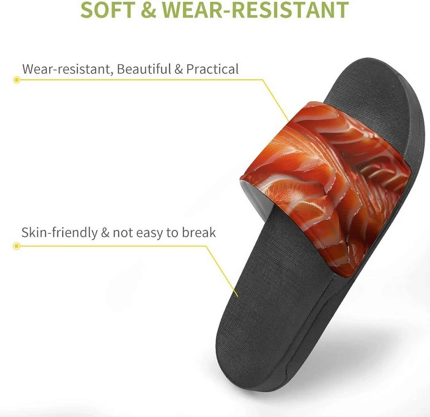 3D Funny Realistic Food Salmon Sushi Slippers for Women Men Anti-Slip Shower Slides Open Toe Slippers for Home Outdoor Beach