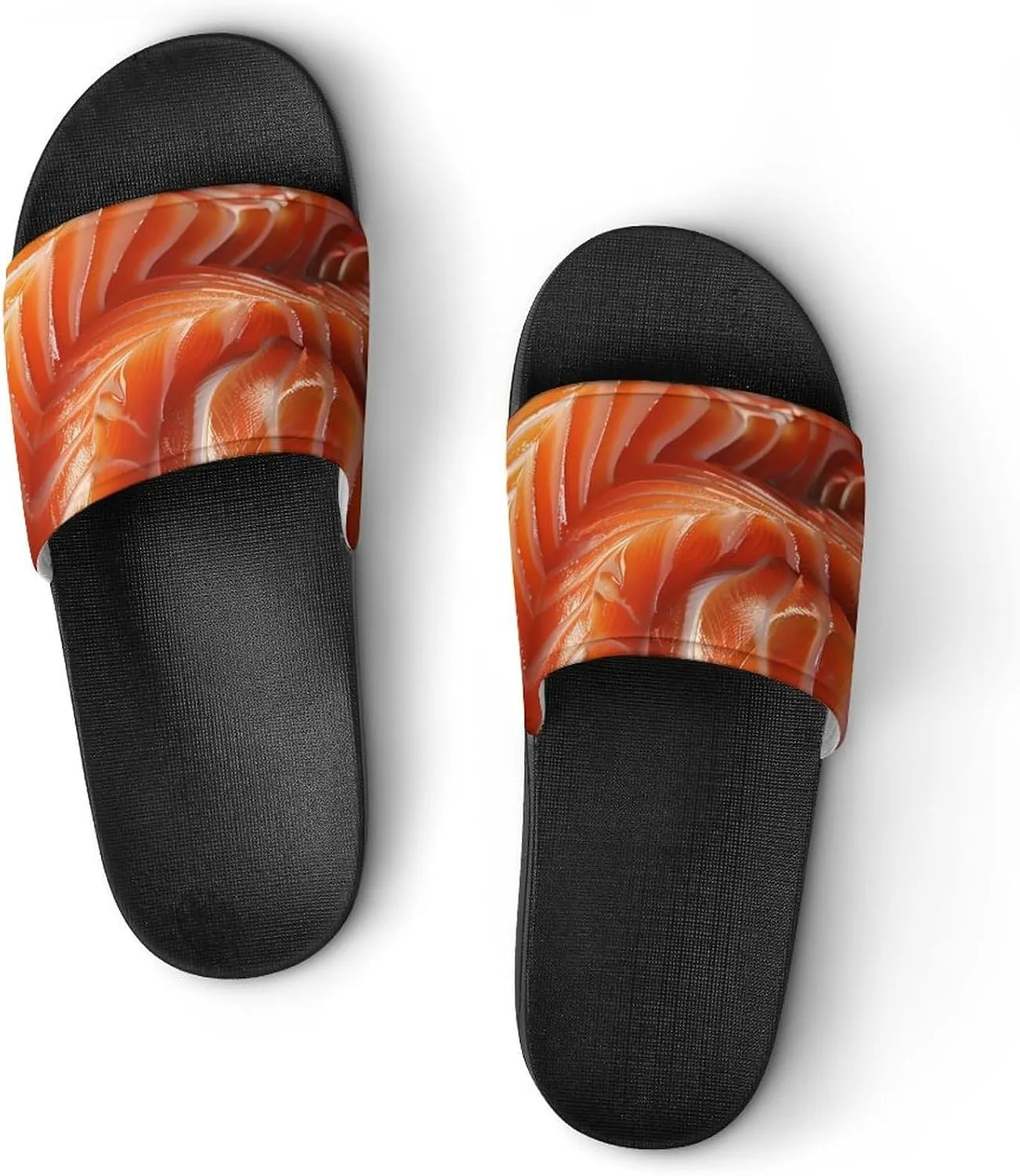 3D Funny Realistic Food Salmon Sushi Slippers for Women Men Anti-Slip Shower Slides Open Toe Slippers for Home Outdoor Beach