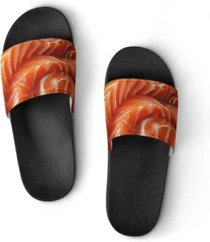 3D Funny Realistic Food Salmon Sushi Slippers for Women Men Anti-Slip Shower Slides Open Toe Slippers for Home Outdoor Beach