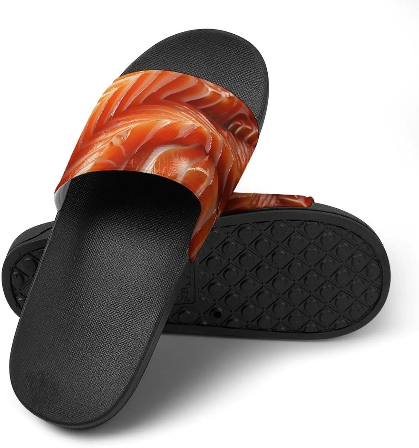 3D Funny Realistic Food Salmon Sushi Slippers for Women Men Anti-Slip Shower Slides Open Toe Slippers for Home Outdoor Beach