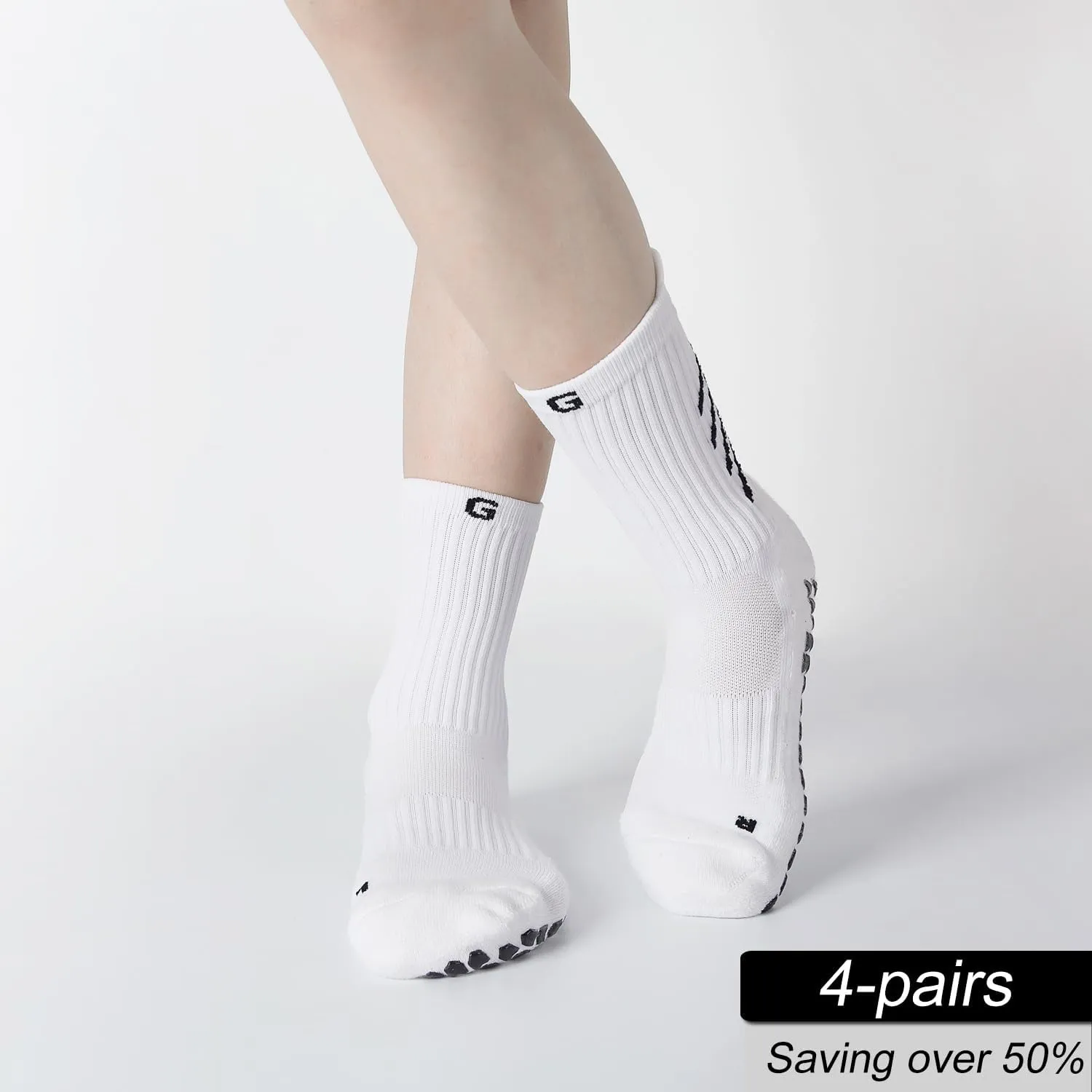 4-Pair Cotton Grip Soccer Scoks Kids Youth Toddler Non-slip Sports Sock Football Basketball Rugby Yoga Pilates