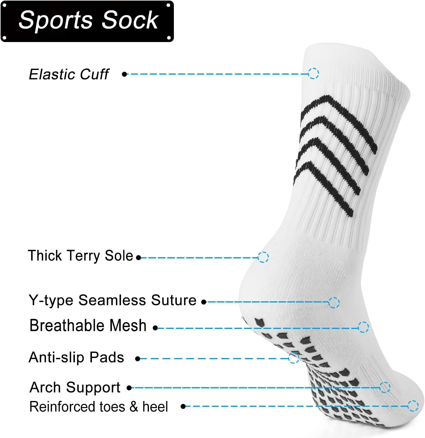 4-Pair Cotton Grip Soccer Scoks Kids Youth Toddler Non-slip Sports Sock Football Basketball Rugby Yoga Pilates