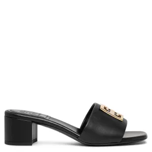 4G black leather mule sandals