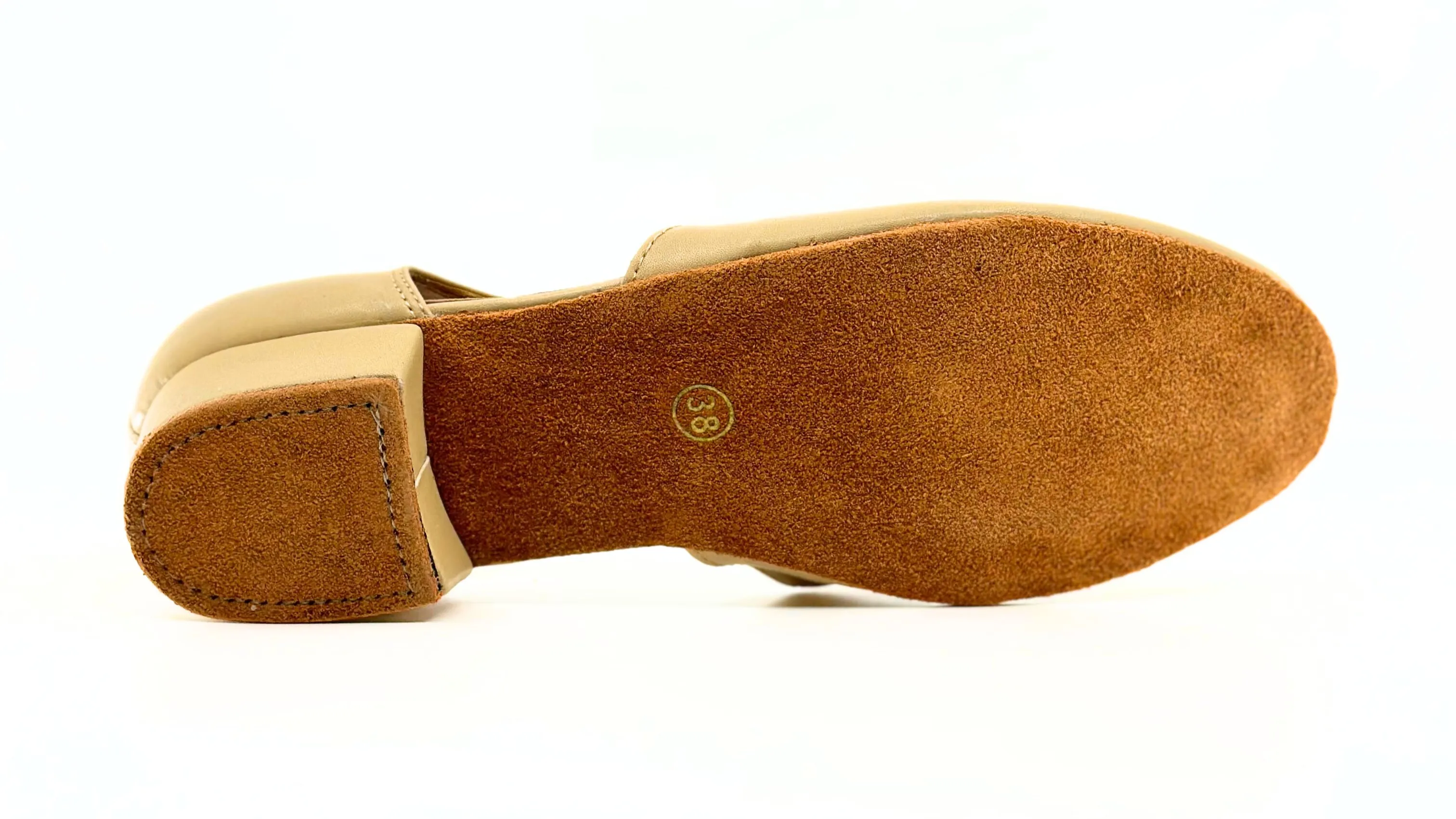 6605T - Ladies, Classic T-Bar, Close Toe, Character Shoe in Tan Vegan Leather.