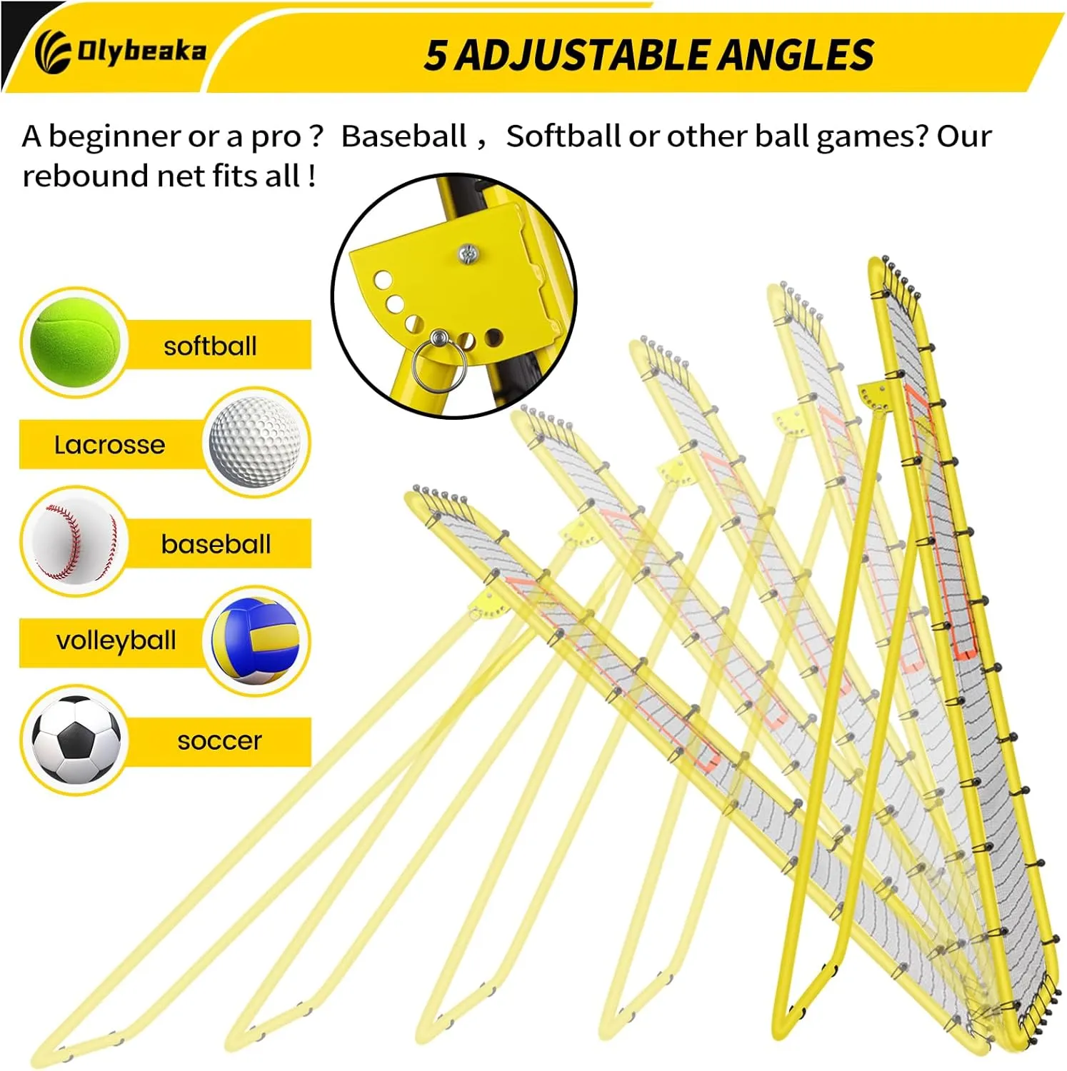 7x4 FT Multi-Sport Rebounder Net for Baseball Volleyball Softball Soccer Lacrosse, Bounce Back Fielding Trainer – Sturdy Steel Frame, Portable with Carry Bag – Great for Team & Solo Training