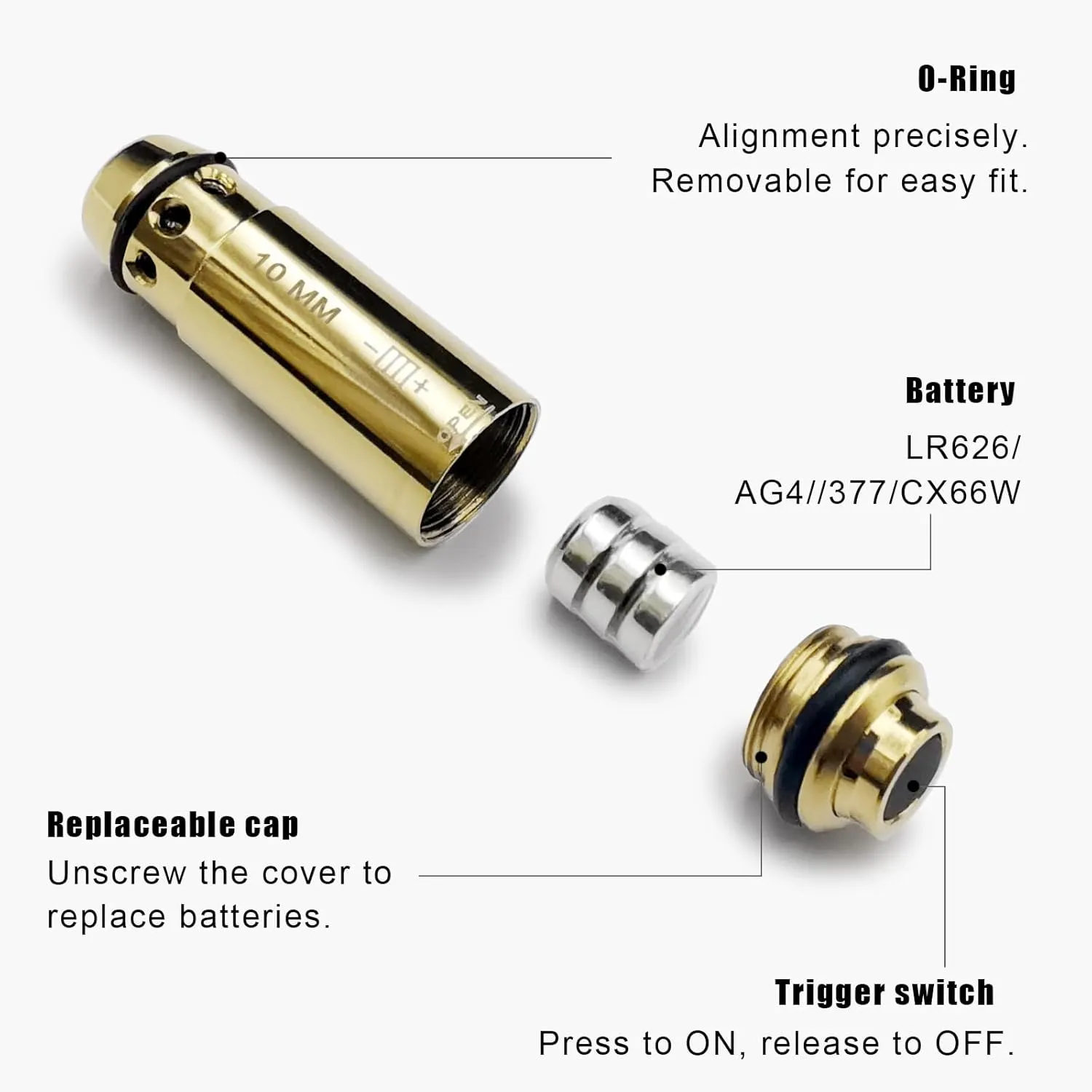 9mm/380ACP/40S&W/45ACP Dry Fire Training Cartridge Integrated Snap Cap for Dry Fire Trainer,Red Dot Beam Bullet with Double O-Ring