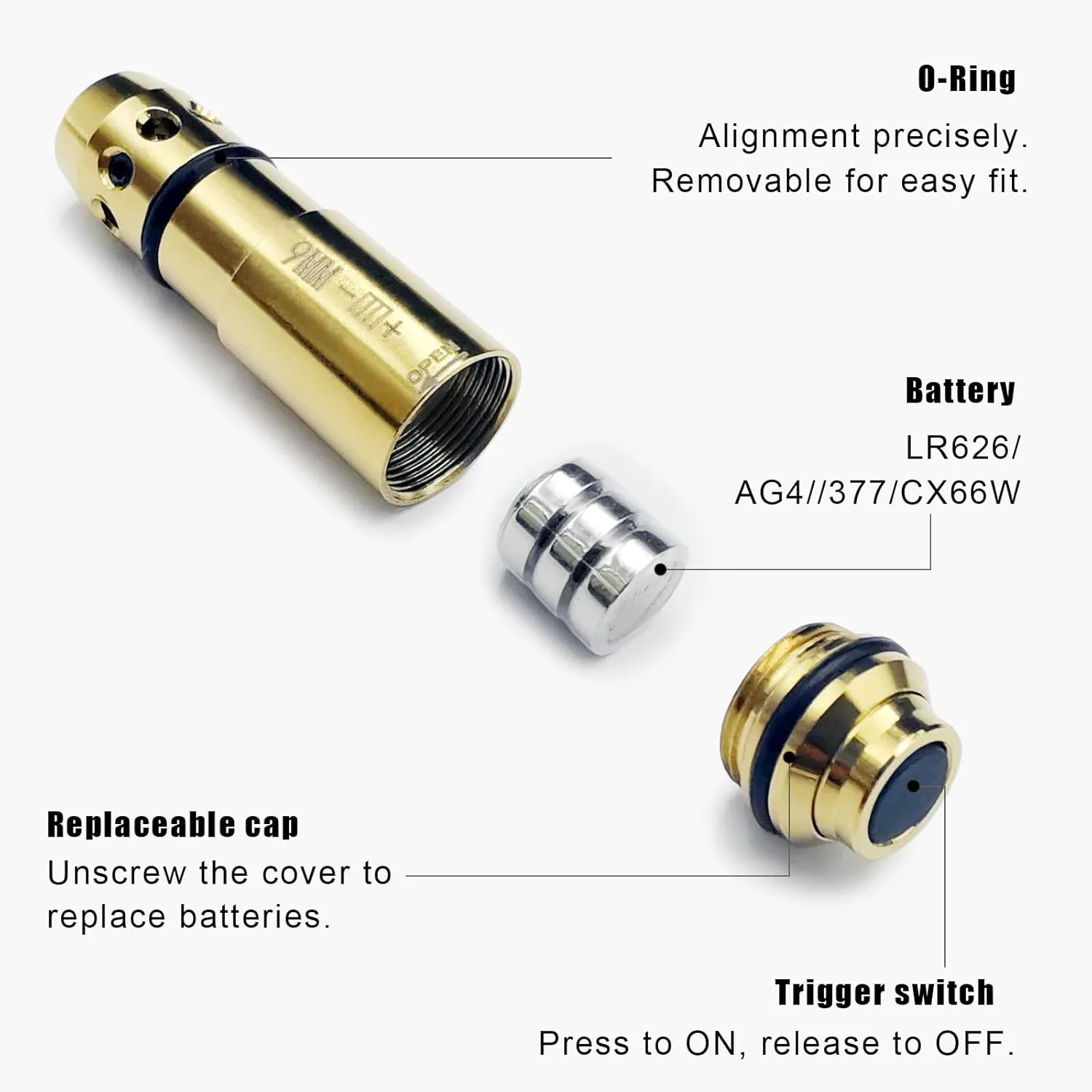 9mm/380ACP/40S&W/45ACP Dry Fire Training Cartridge Integrated Snap Cap for Dry Fire Trainer,Red Dot Beam Bullet with Double O-Ring