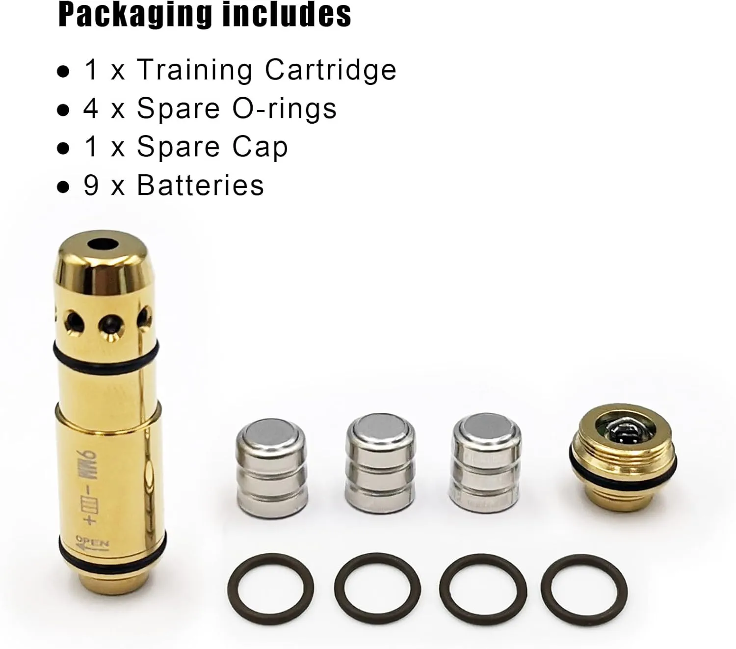 9mm/380ACP/40S&W/45ACP Dry Fire Training Cartridge Integrated Snap Cap for Dry Fire Trainer,Red Dot Beam Bullet with Double O-Ring