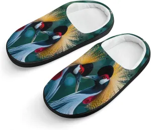 A Pair of Gray Crowned Cranes Cute Cotton Slippers Anti-slip House Shoe Slipper Indoor Outdoor