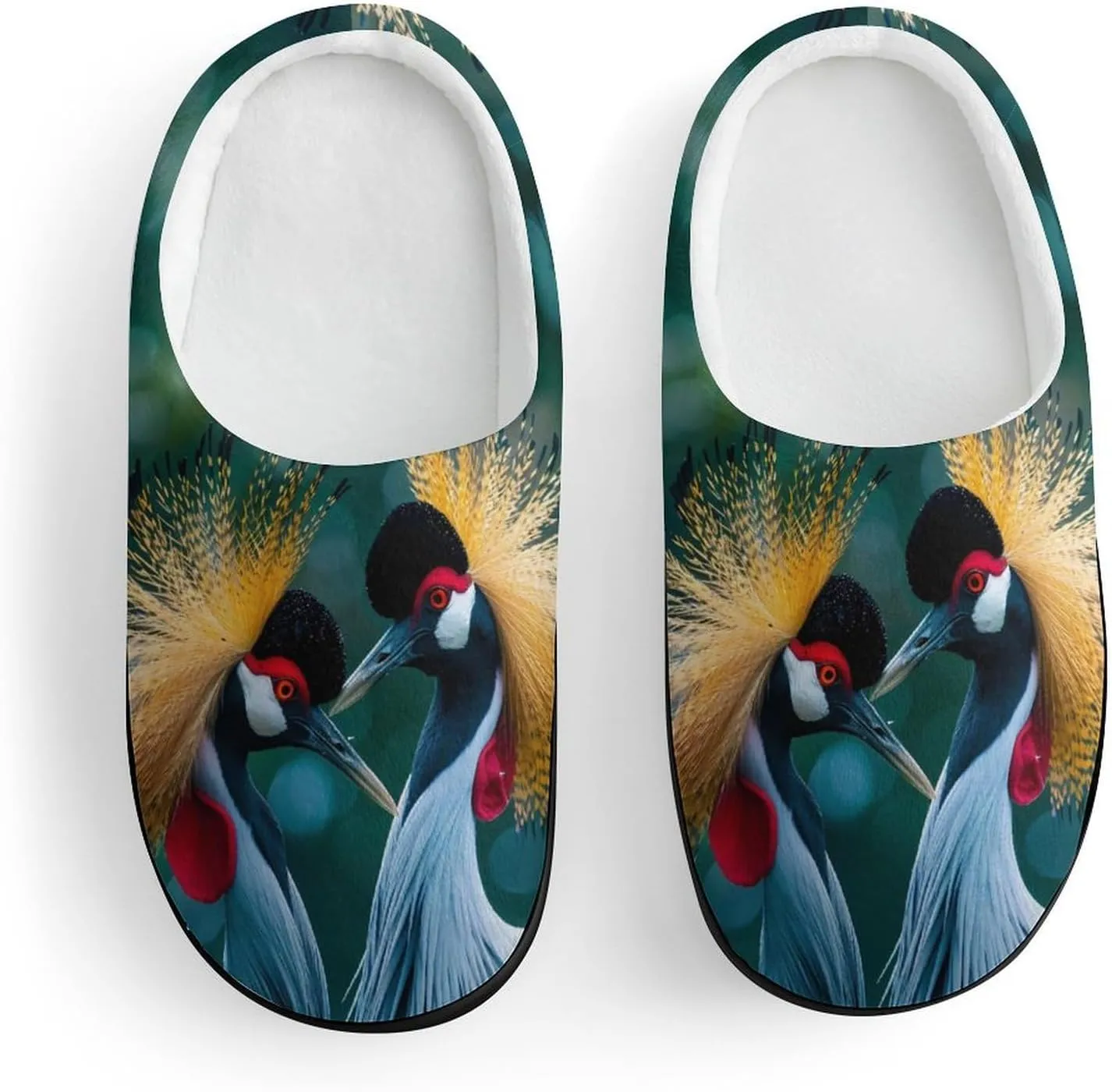 A Pair of Gray Crowned Cranes Cute Cotton Slippers Anti-slip House Shoe Slipper Indoor Outdoor