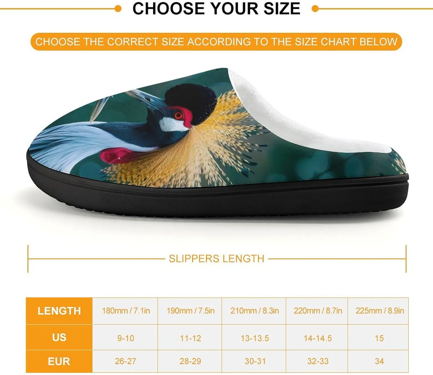 A Pair of Gray Crowned Cranes Cute Cotton Slippers Anti-slip House Shoe Slipper Indoor Outdoor