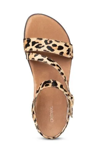 Aetrex Leopard Tia Adjustable Quarter Strap Womens Sandals ES564