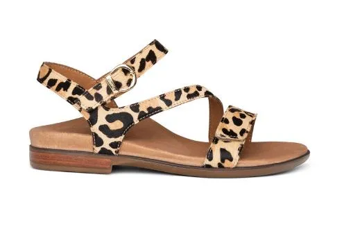 Aetrex Leopard Tia Adjustable Quarter Strap Womens Sandals ES564