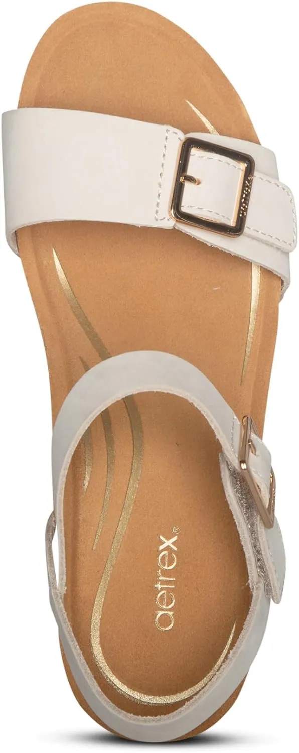 Aetrex Women's Lexa Orthopedic Adjustable Ankle Strap Arch Support Wedge Sandals