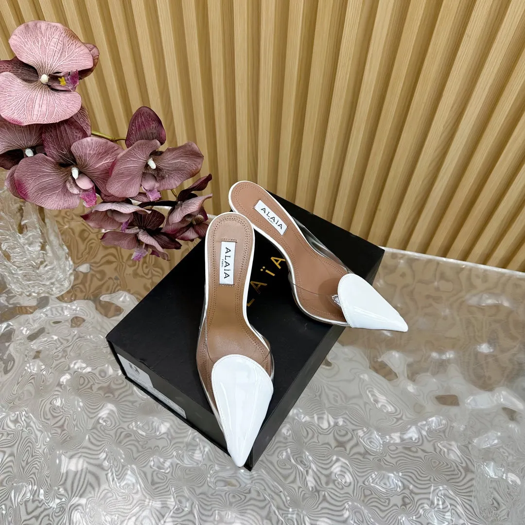 Alaila Mule 100mm In White Lambskin 957210