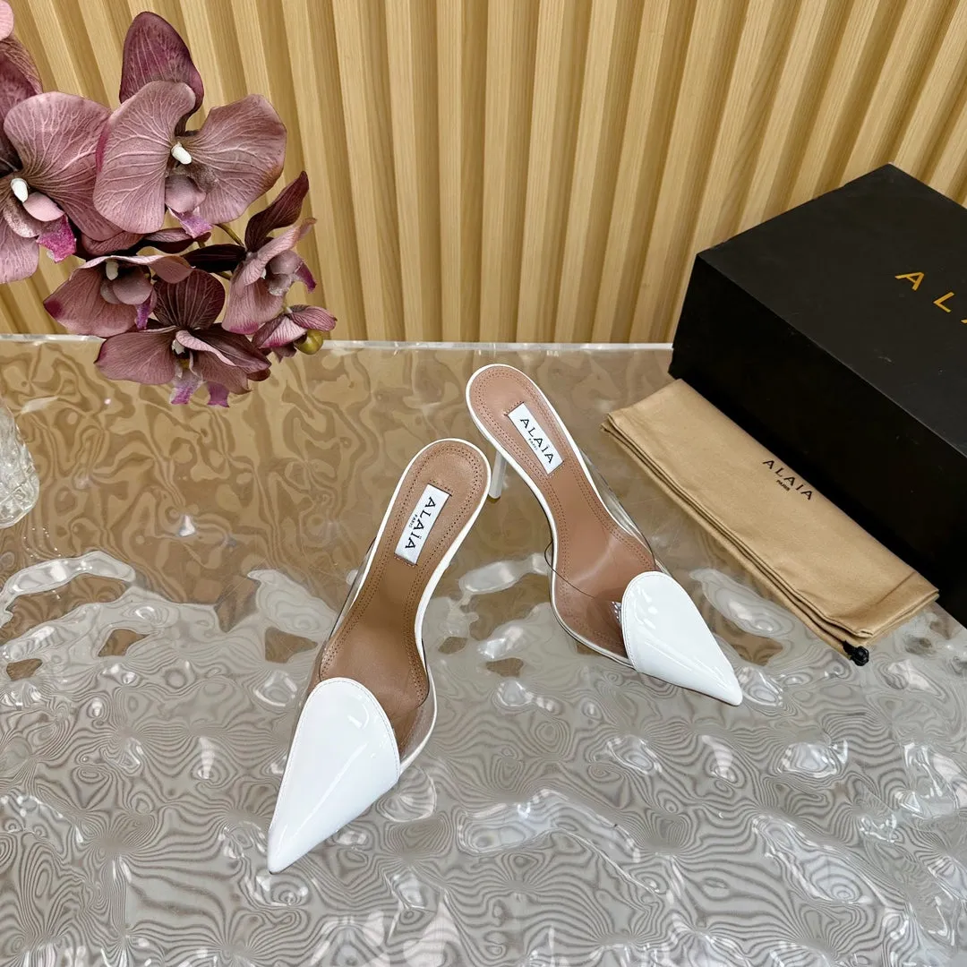 Alaila Mule 100mm In White Lambskin 957210