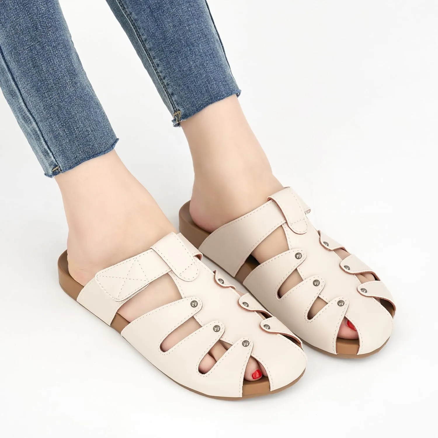 Alicegana Mules for Women Orthopedic Sandals Comfortable Summer Walking Shoes with Arch Support Casual Flat Sandal