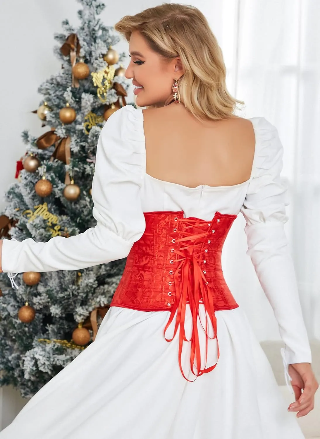 Alivila.Y Fashion Corset Womens Brocade Underbust Boned Corsets Bustier Waist Trainer