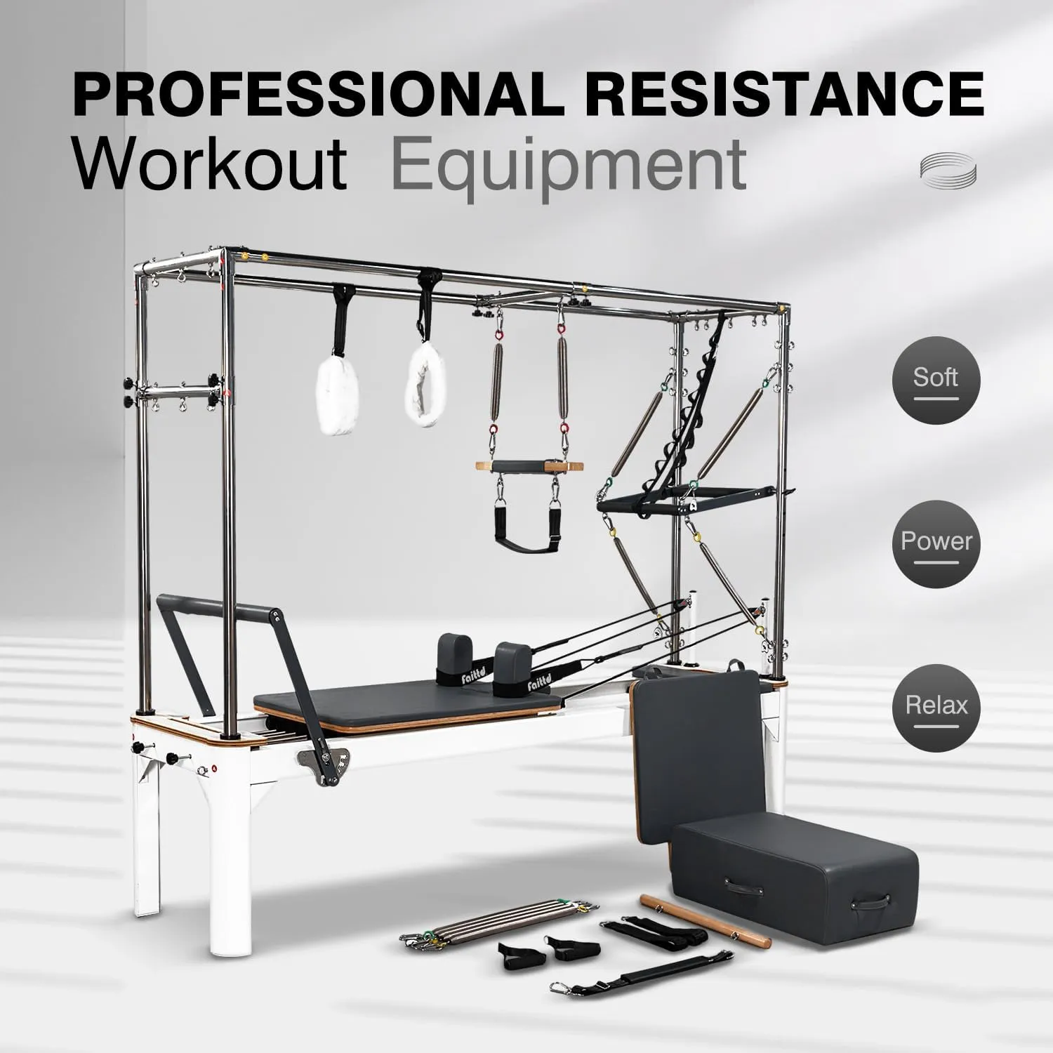 Aluminium Pilates Reformer,Pilates Reformer Equipment with Reformer Accessories, Reformer Box, Padded Jump Board, Reformer Pilates Machine for Home Workouts