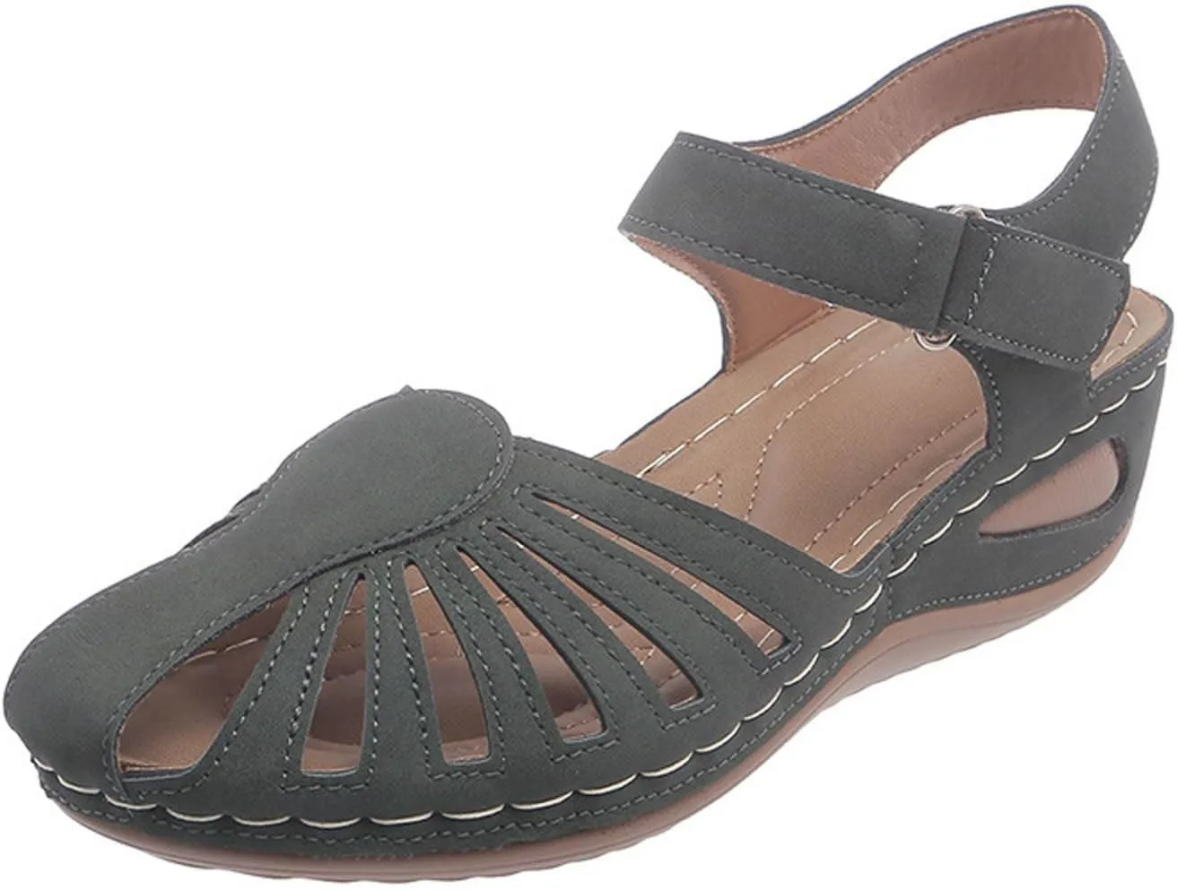 AMDBEL Orthopedic Sandals for Women,Sandals for Women Dressy Summer Closed Toe Breathable Sandals with Arch Support Shoes