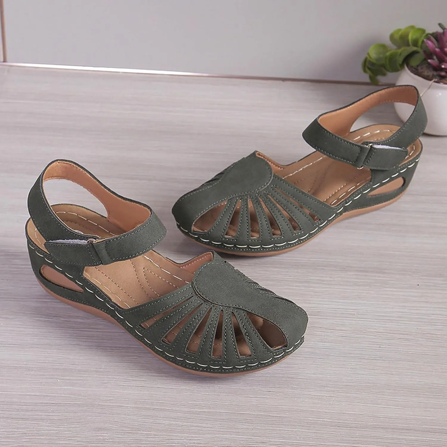 AMDBEL Orthopedic Sandals for Women,Sandals for Women Dressy Summer Closed Toe Breathable Sandals with Arch Support Shoes