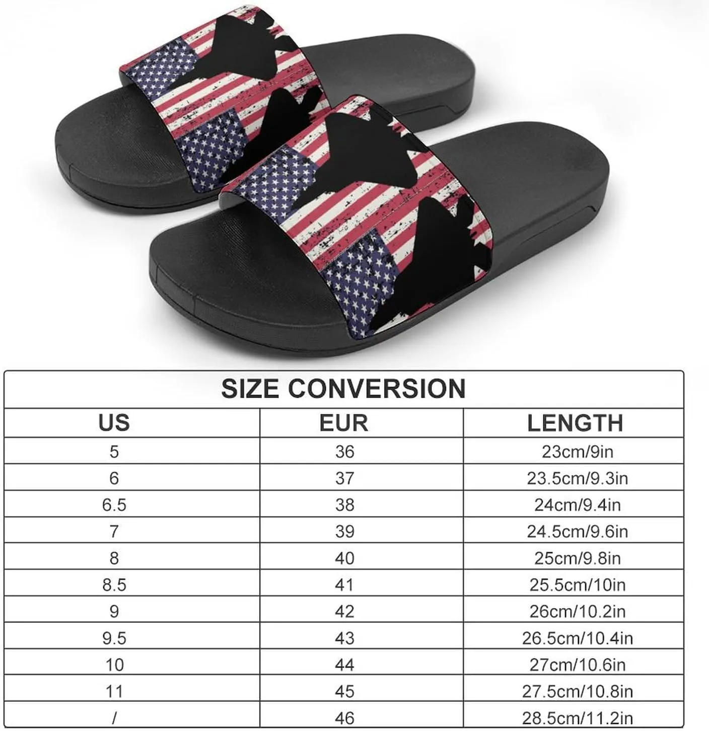 American F-22 Raptor Fighter Jet Flag Funny Slide Sandals Non-Slip PVC Shower Slipper House Shoes Open Toe Slippers for Adult