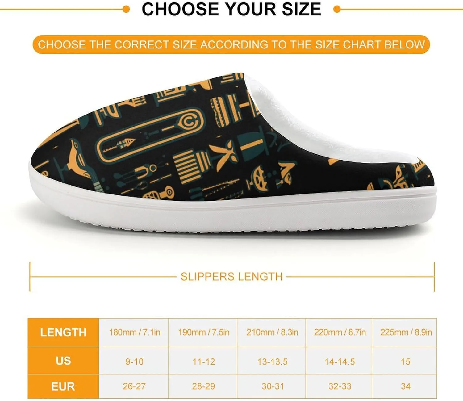 Ancient Egyptian Hieroglyph Print Kids Slippers for Girls Boys Winter Warm Plush Slip On House Slippers for Indoor Outdoor