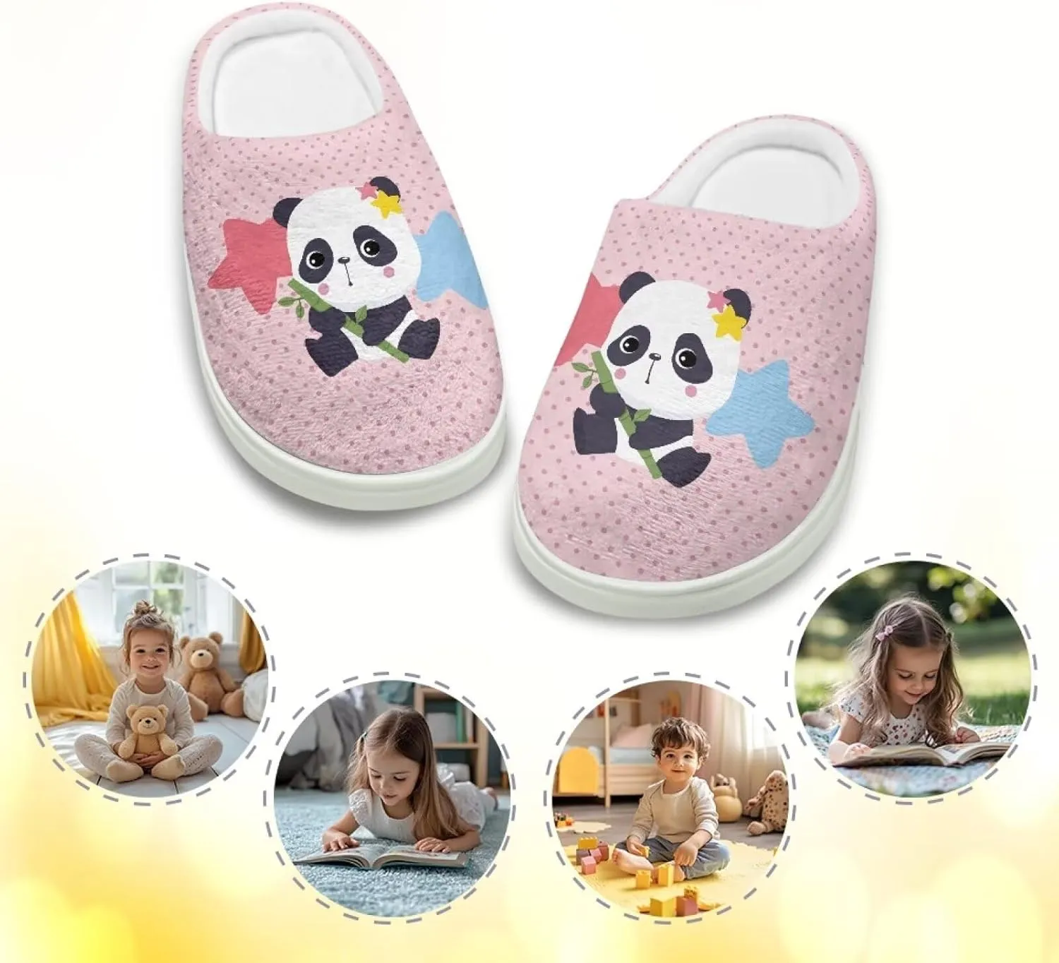 Animal Plush Slippers for Kid Warm Soft Floral Fluffy Fuzzy Slippers Slip-On Anti-Skid Outdoor Home Slipper for Kids