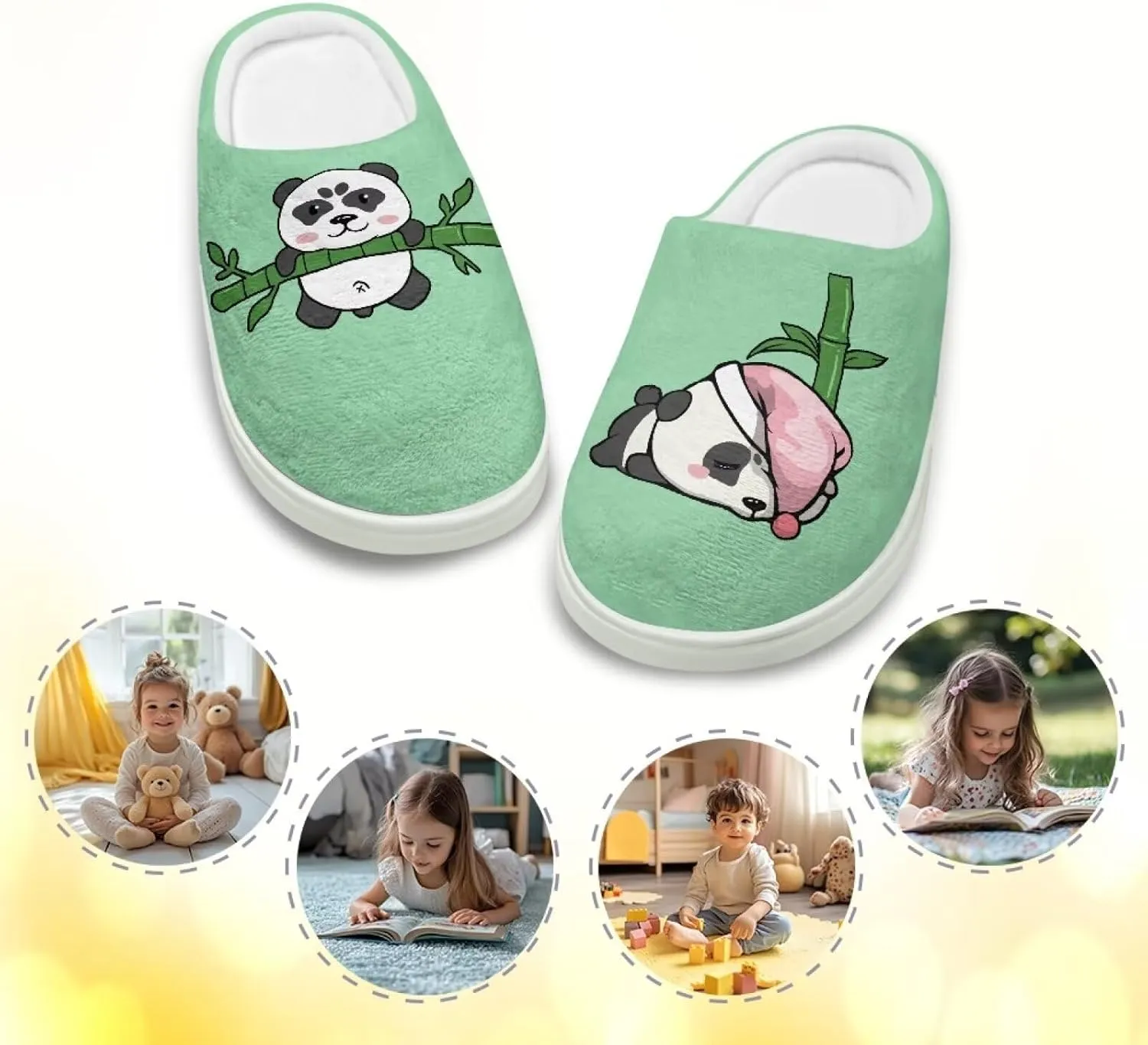 Animal Plush Slippers for Kid Warm Soft Floral Fluffy Fuzzy Slippers Slip-On Anti-Skid Outdoor Home Slipper for Kids