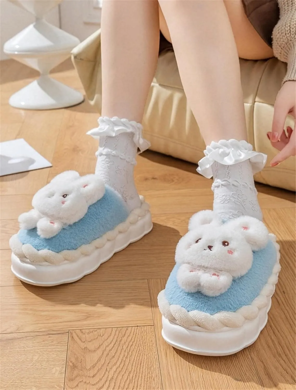 Animal Slippers for Women Cute Bunny Slippers Funny slipper Warm Plush Winter House Cotton Slippers
