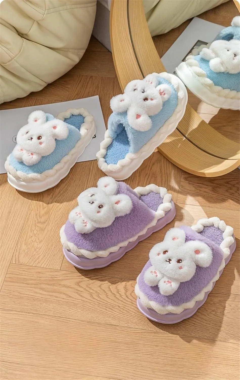 Animal Slippers for Women Cute Bunny Slippers Funny slipper Warm Plush Winter House Cotton Slippers