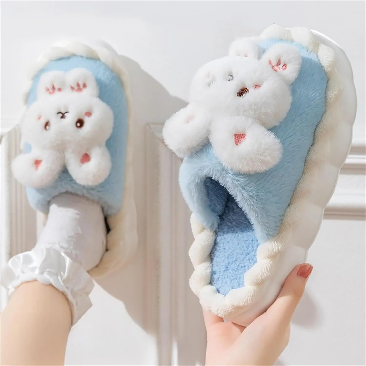 Animal Slippers for Women Cute Bunny Slippers Funny slipper Warm Plush Winter House Cotton Slippers