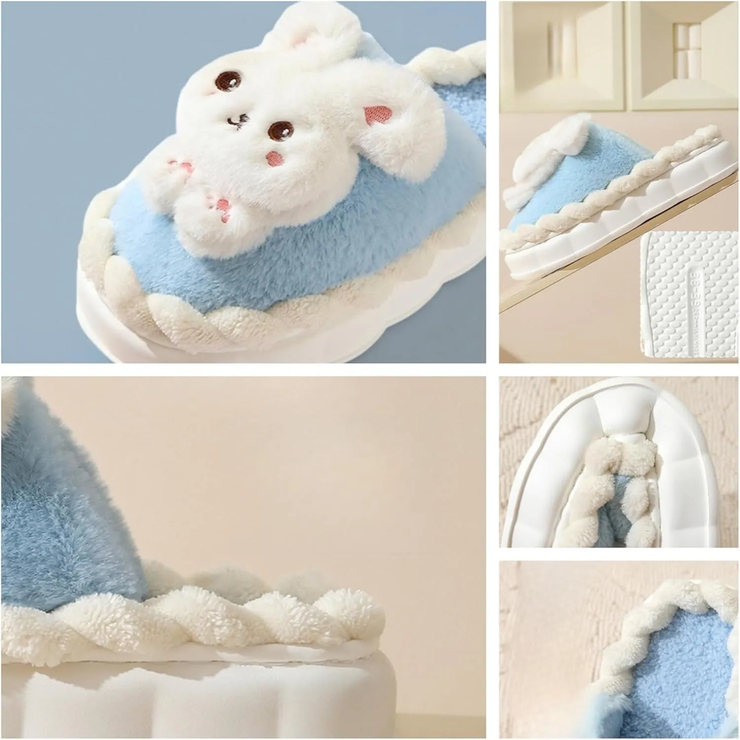 Animal Slippers for Women Cute Bunny Slippers Funny slipper Warm Plush Winter House Cotton Slippers