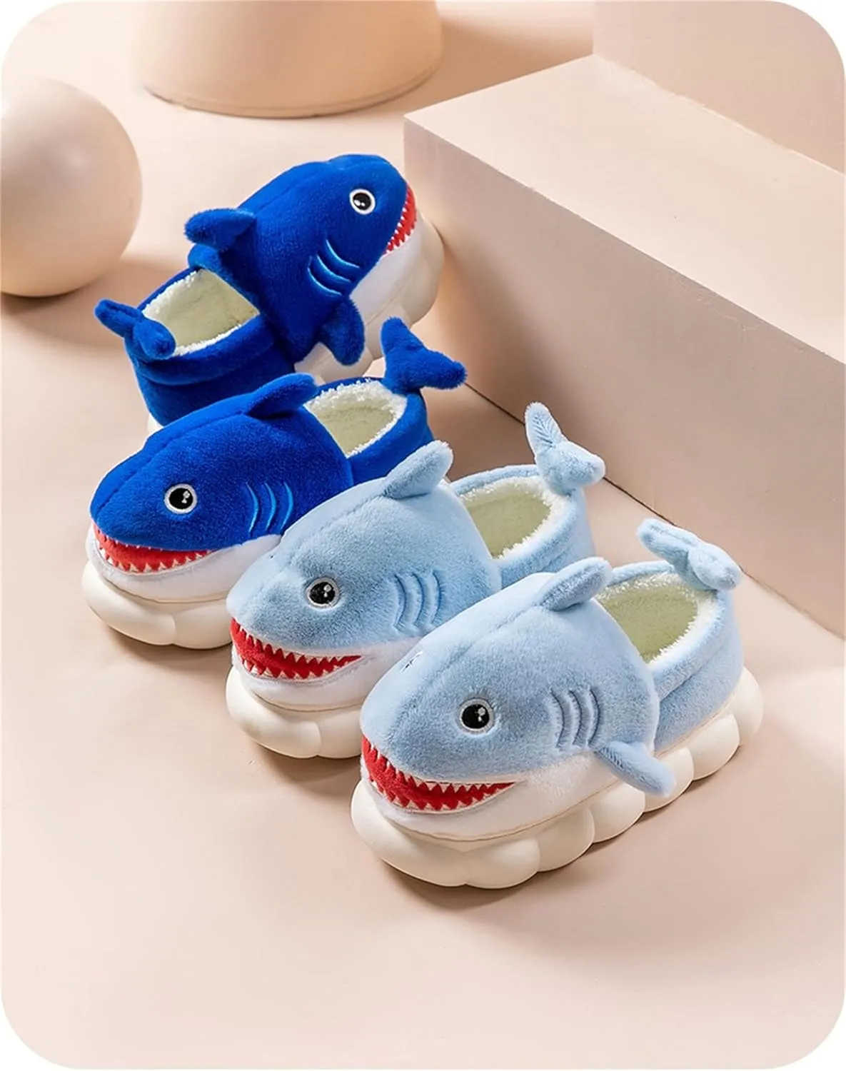 Animal slippers for Women Men Cute Shark Slippers Cozy adult home fuzzy cotton slippers