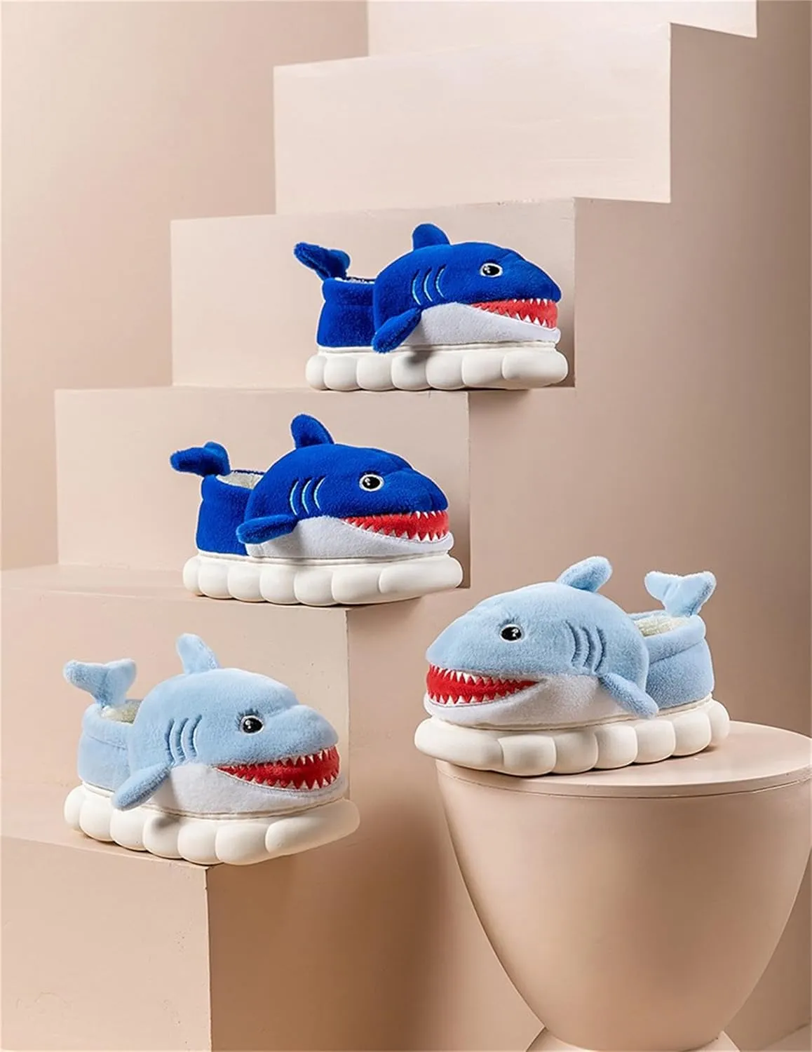 Animal slippers for Women Men Cute Shark Slippers Cozy adult home fuzzy cotton slippers