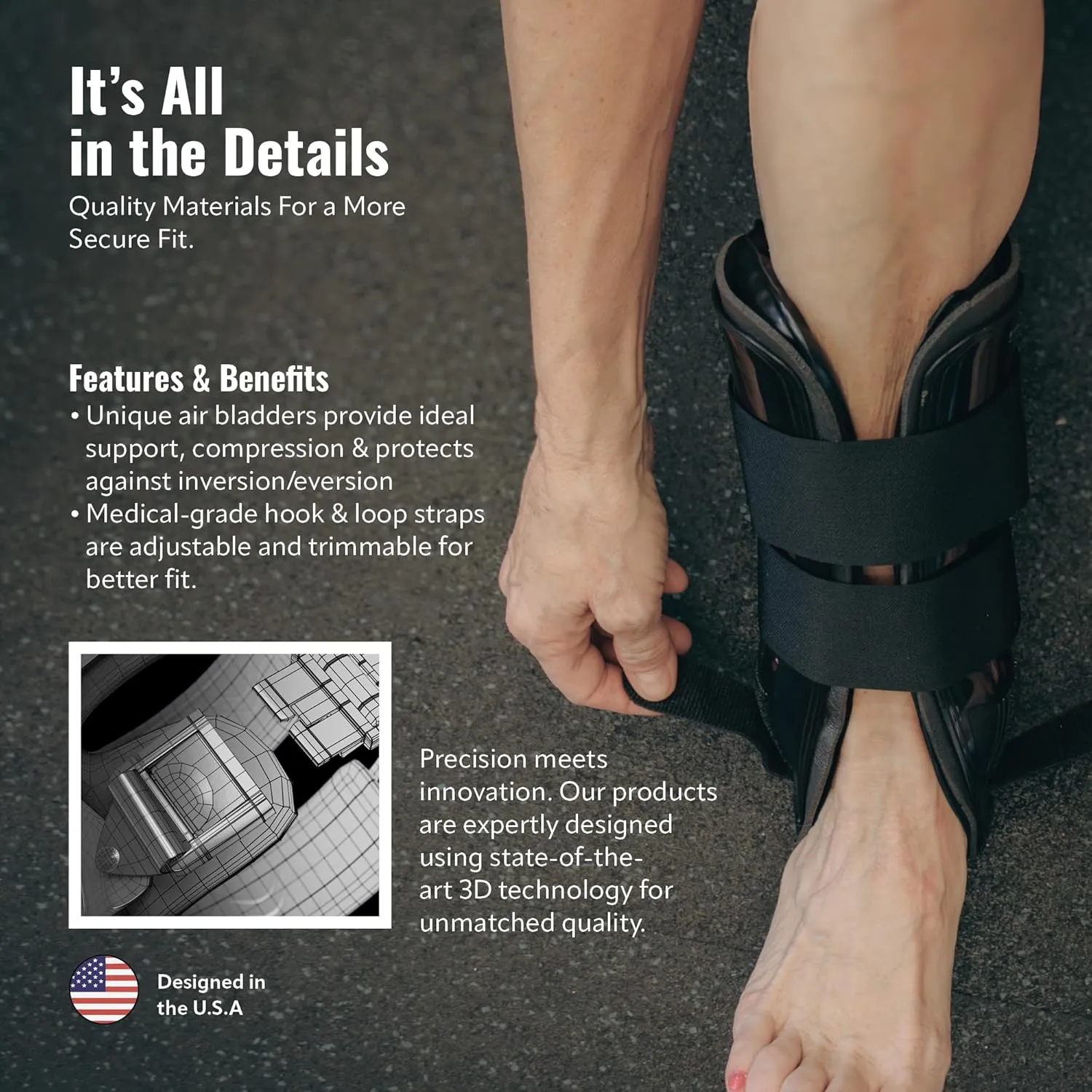 AnklePro Air Cushion Stirrup Ankle Brace, Ankle Support 3-Strap Stabilizers With Customizable Air Cushion and Foam Pads, Ankle Brace for Women and Men, Trainer, White