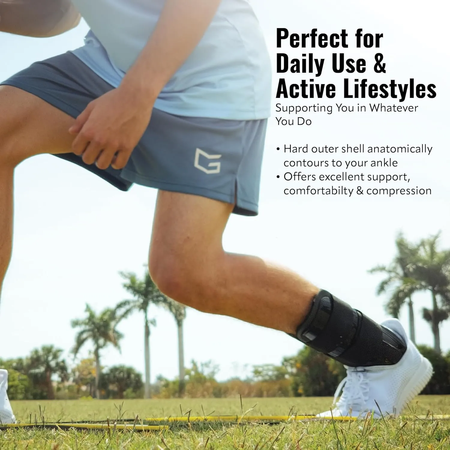 AnklePro Air Cushion Stirrup Ankle Brace, Ankle Support 3-Strap Stabilizers With Customizable Air Cushion and Foam Pads, Ankle Brace for Women and Men, Trainer, White