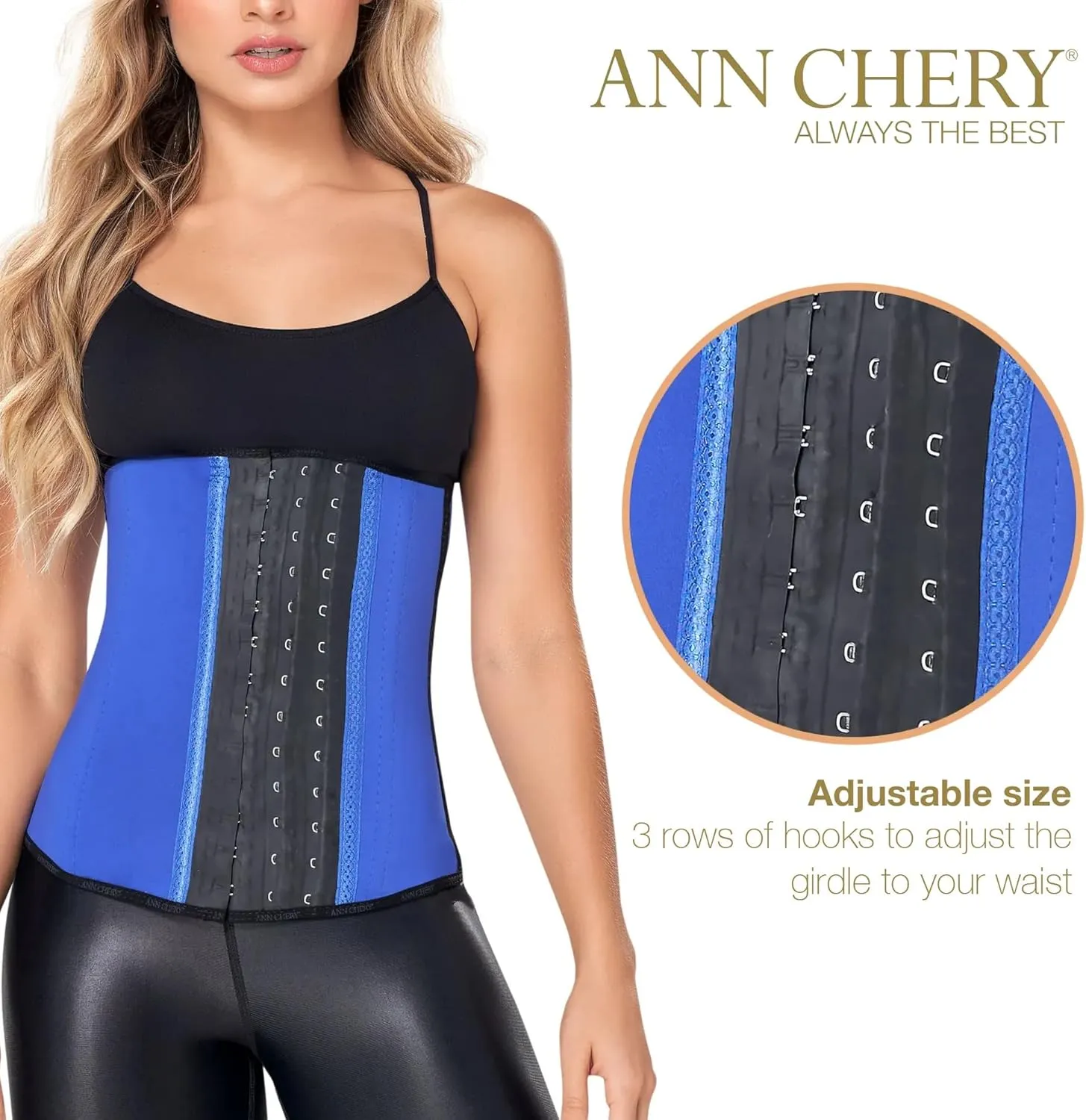 Ann Chery 2021 Latex Waist Trainer for Women |3 Hook Body Shaper|High Compression Colombian Waist Cincher |Daily & Sports Use