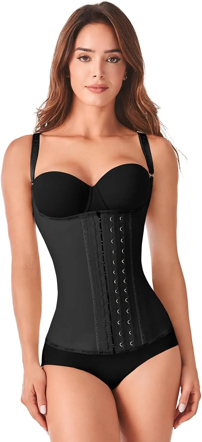 Ann Chery 2028 Corset Waist Trainer for Women | Colombian Semi Vest Cincher with Adjustable Straps | 3 Hook Latex Shaper