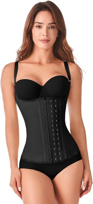 Ann Chery 2028 Corset Waist Trainer for Women | Colombian Semi Vest Cincher with Adjustable Straps | 3 Hook Latex Shaper