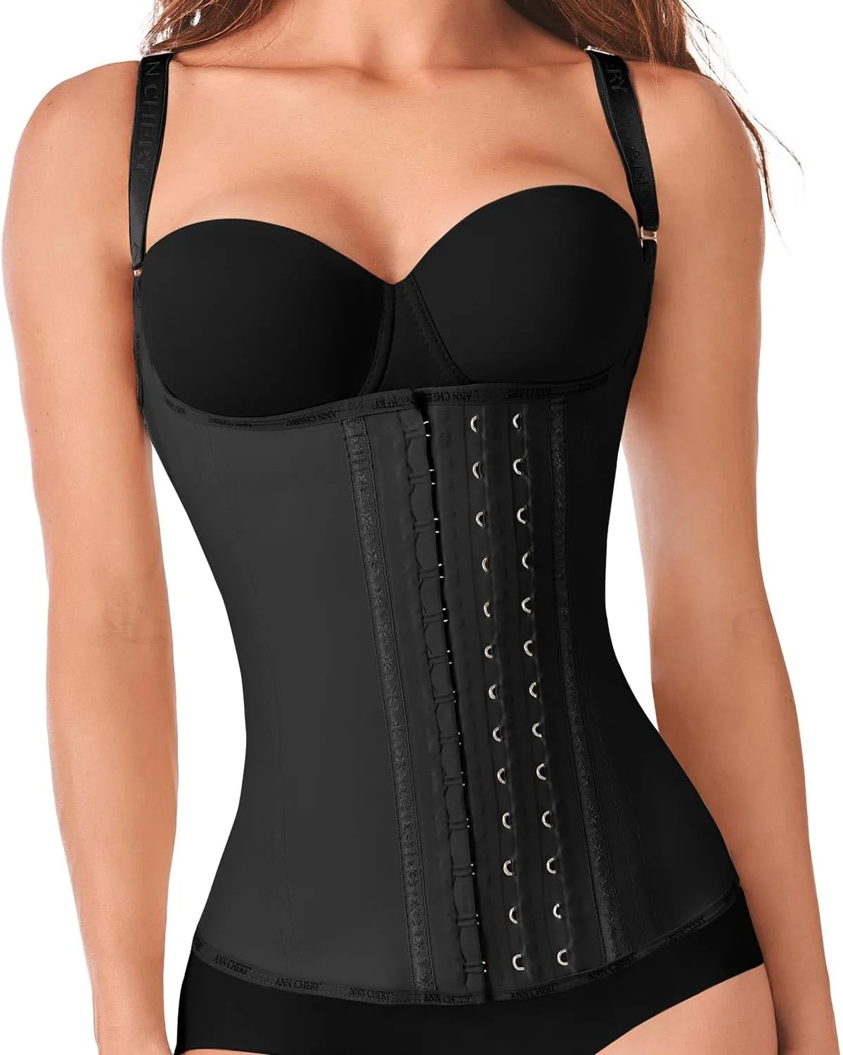 Ann Chery 2028 Corset Waist Trainer for Women | Colombian Semi Vest Cincher with Adjustable Straps | 3 Hook Latex Shaper