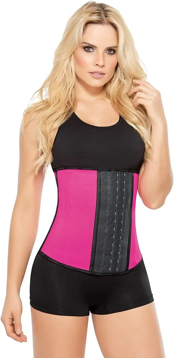 Ann Chery Waist Trainer and Shaper - Black 3 Hook Latex Waist Cincher Belt ((Waist 23,5-25,5 Inch) X-Small / 30, Pink)