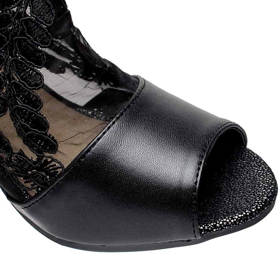 ANUFER Women Breathable Lace Peep Toe/Closed Toe Block Kitten Heel Summer Sandal Booties Dress Pumps Shoes