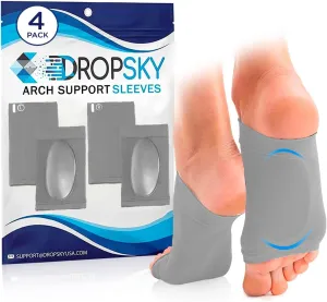 Arch Support Brace for Flat Feet with Gel Pad Inside - 2 Pairs - Plantar Fasciitis Support Brace - Compression Arch Sleeves for Women, Men - Foot Pain Relief for Planter Fasciitis, Arch Pain (Gray)