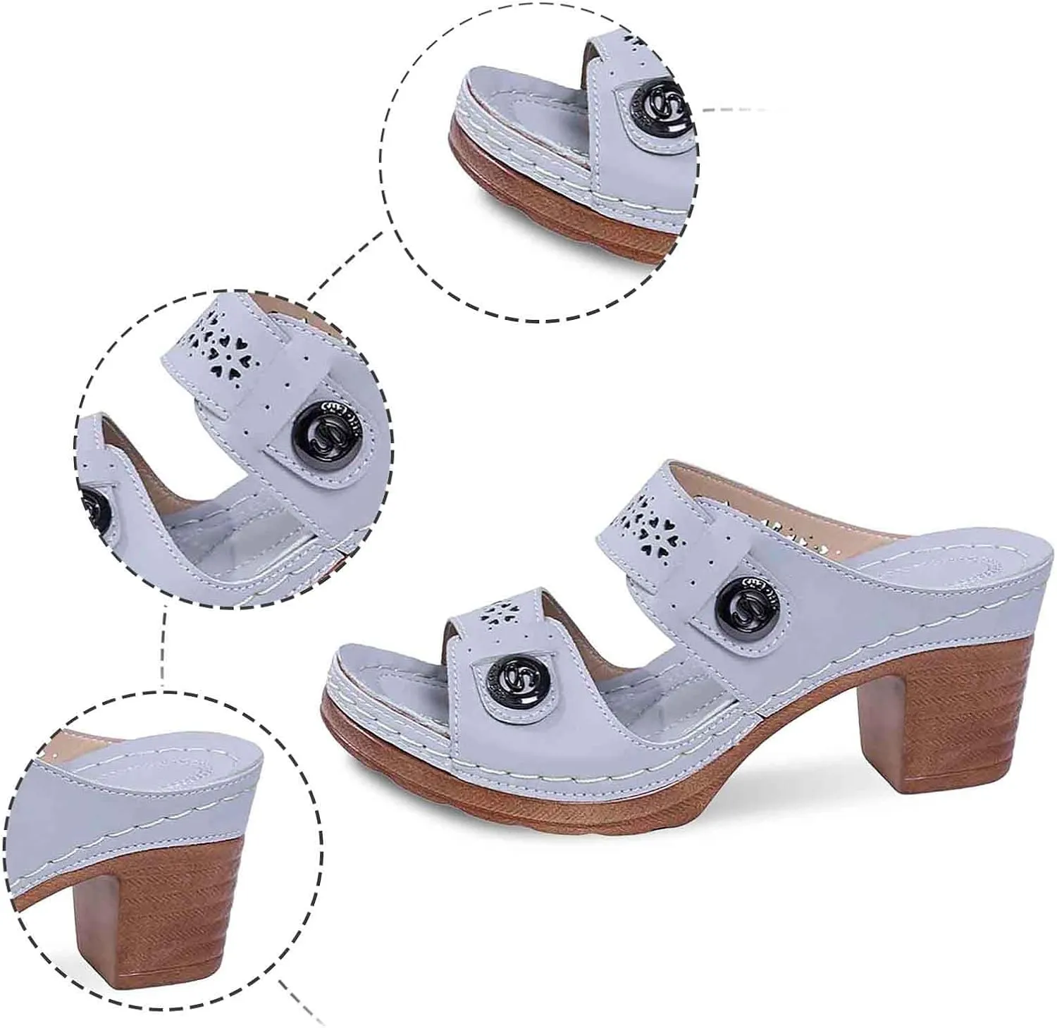 Arch Support Chunky Sandals For Women Orthopedic Block High Heel Dress Sandals Summer Party Leather Open Toe Chunky Heel Shoes