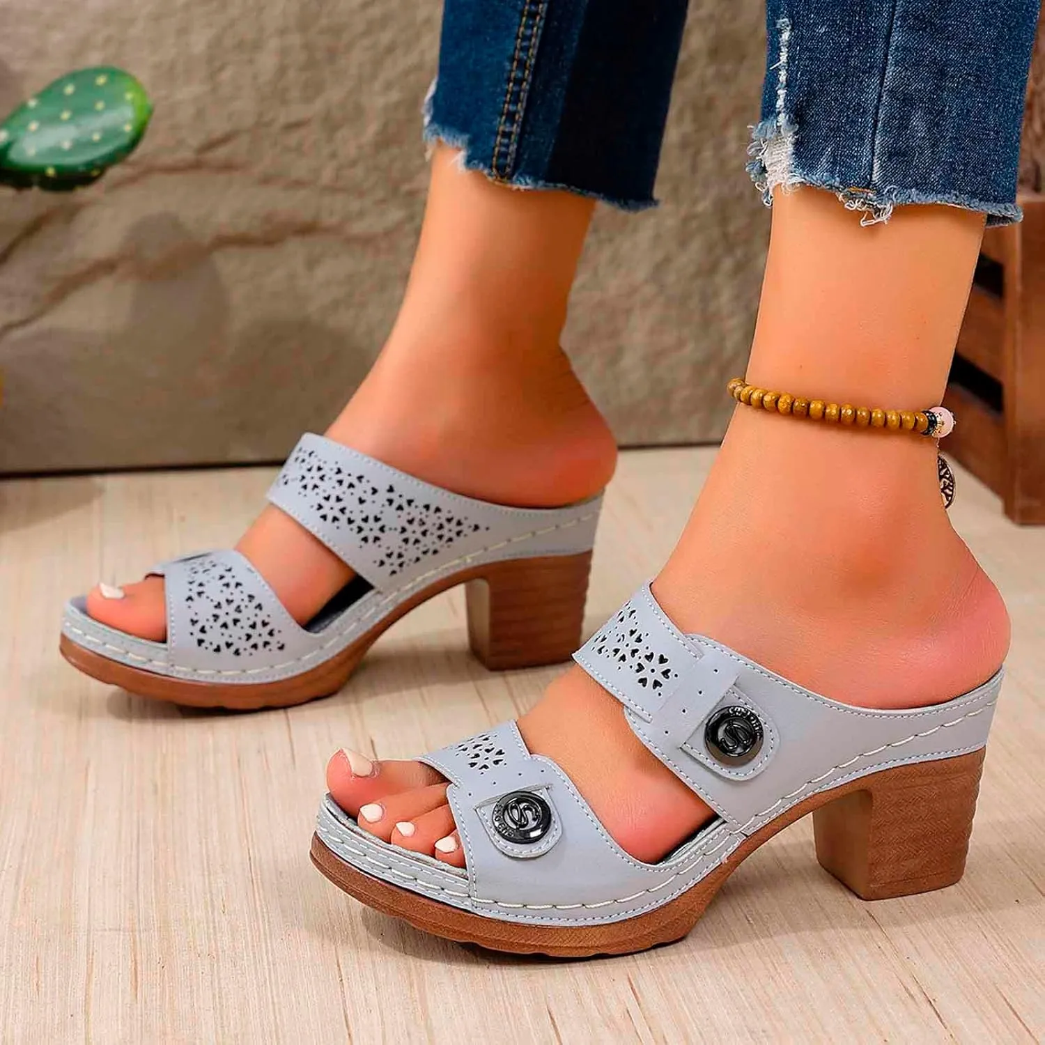 Arch Support Chunky Sandals For Women Orthopedic Block High Heel Dress Sandals Summer Party Leather Open Toe Chunky Heel Shoes