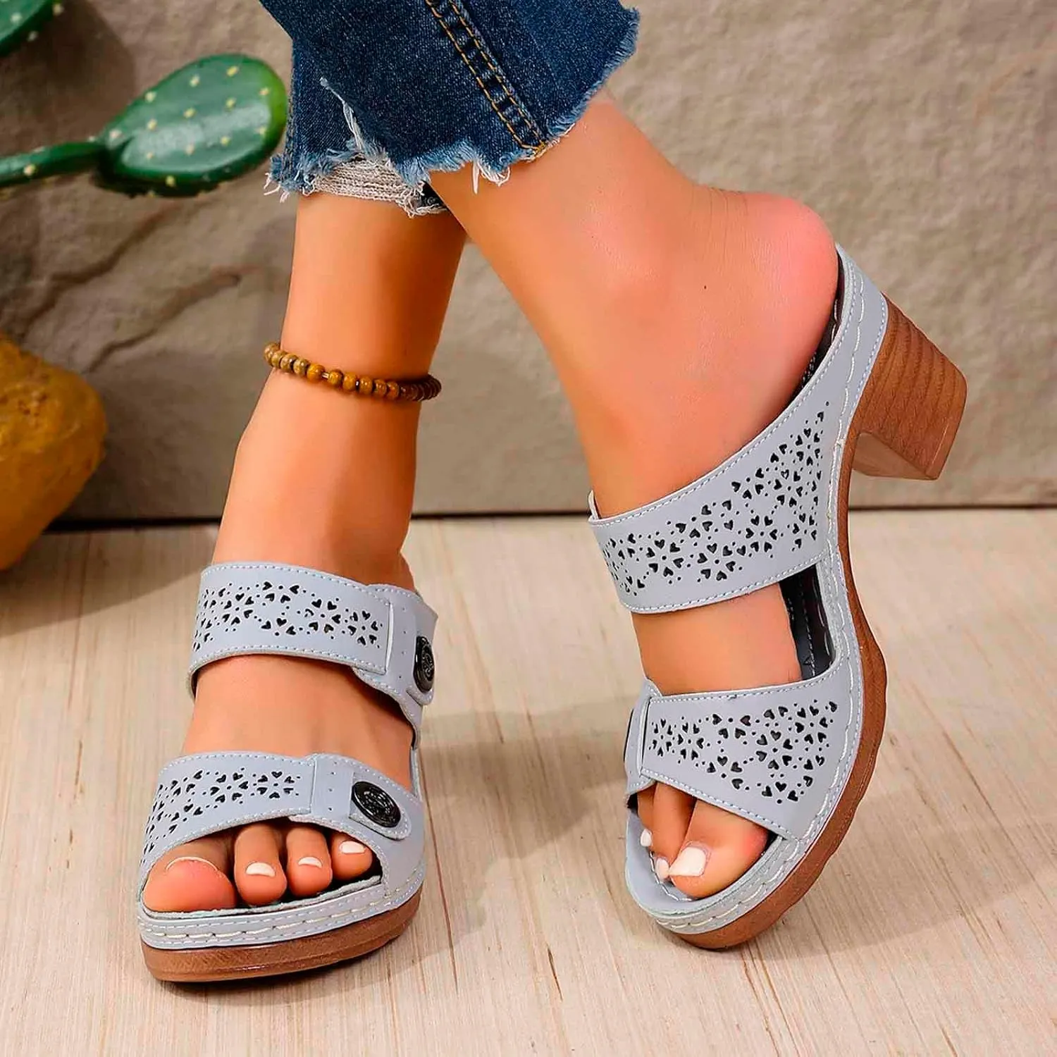 Arch Support Chunky Sandals For Women Orthopedic Block High Heel Dress Sandals Summer Party Leather Open Toe Chunky Heel Shoes